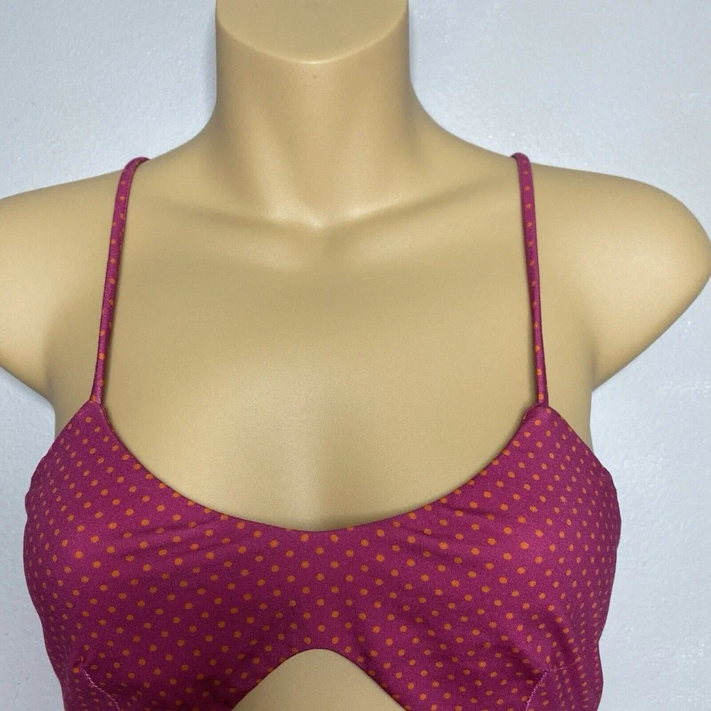 intimately free people Polka dot bralette Pink And‎ Orange Cut Out Detail Size M